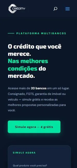 Site da Crédity no celular