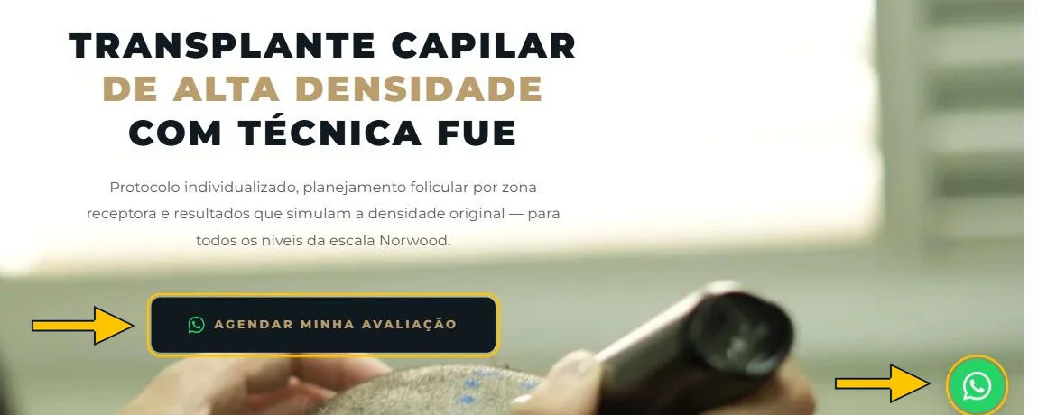 Site do Dr. Stéfano Martins: agendamento no topo e botão fixo de WhatsApp no canto